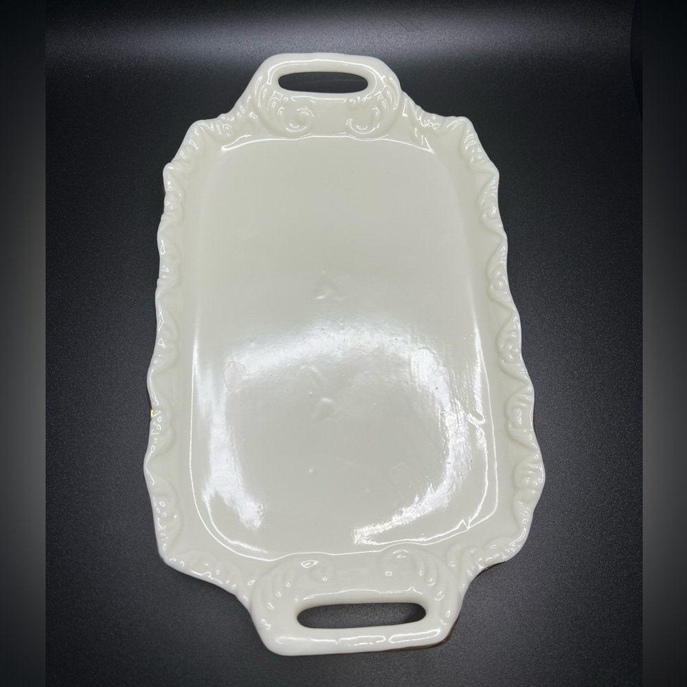 Vintage Formalities by Baum Bros trinket tray. Beautiful ivory color/ gold trim